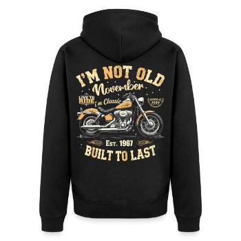 Voiture de collection construite en 1967 Born Vintage Birthday - Veste à capuche bio Premium Unisexe - noir - Dos - Nico (187cm)