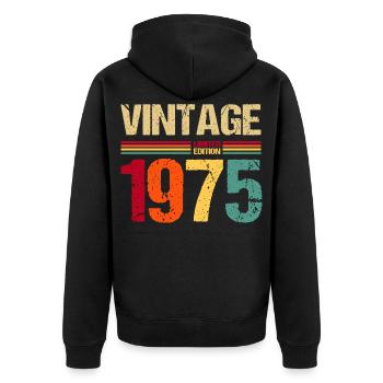1975 Édition limitée - Veste à capuche bio Premium Unisexe - noir - Dos - Nico (187cm)