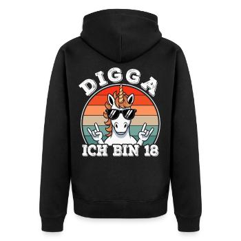 18. Geburtstag 18er 18ter Digga Ich bin 18 Jahre - Unisex Premium Bio Zip Hoodie - Schwarz - Hinten - Nico (187cm)
