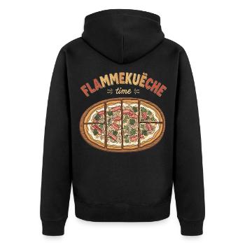 Flammkuchen – Lustiges Foodie Geschenk - Unisex Premium Bio Zip Hoodie - Schwarz - Hinten - Nico (187cm)
