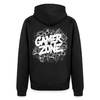 Arcade Graffiti Game On Geek Gamer Zocker Geschenk - Unisex Premium Bio Zip Hoodie - Schwarz - Hinten - Nico (187cm)