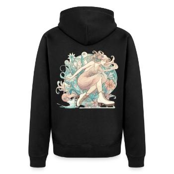 Schlittschuhlaufen Frau Art Nouveau Geschenk - Unisex Premium Organic Zip Hoodie - black - Back - Nico (187cm)