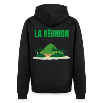 T-shirt île La Réunion tropicale - Veste à capuche bio Premium Unisexe - noir - Dos - Nico (187cm)