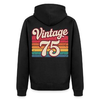 Vintage 75 Retro Design 70s - Unisex Premium Organic Zip Hoodie - black - Back - Nico (187cm)