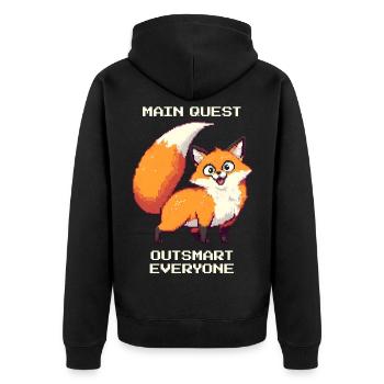 Quête principale : Déjouer tout le monde | Renard Derpy - Veste à capuche bio Premium Unisexe - noir - Dos - Nico (187cm)