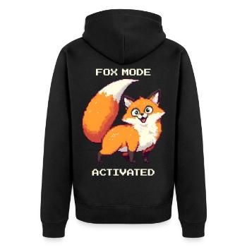 Fuchsmodus aktiviert | derpy Fuchs Humor - Unisex Premium Bio Zip Hoodie - Schwarz - Hinten - Nico (187cm)