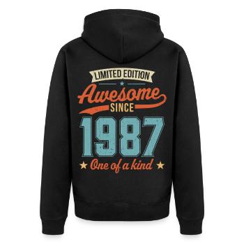 Awesome Since 1987 - Unisex Premium Organic Zip Hoodie - black - Back - Nico (187cm)