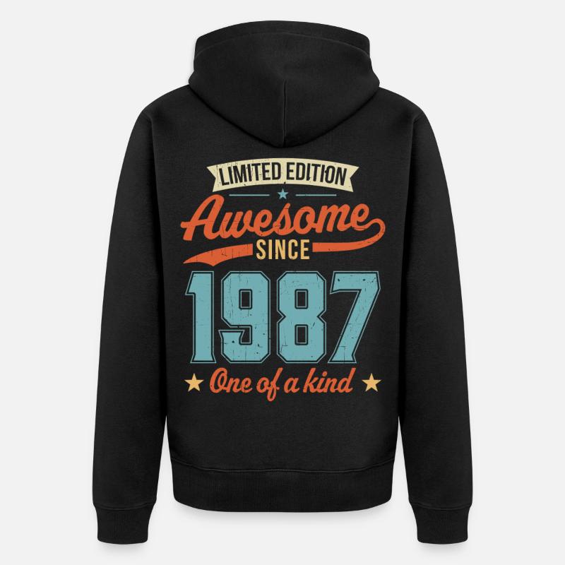 Großartig seit 1987 - Unisex Premium Bio Zip Hoodie - Schwarz