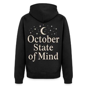 October State of Mind Mondphase  - Unisex Premium Bio Zip Hoodie - Schwarz - Hinten - Nico (187cm)