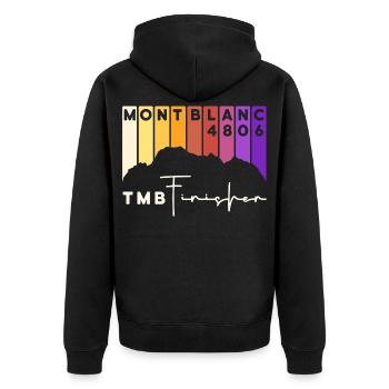 TMB Tour de Mont Blanc Montblanc Finisher - Unisex Premium Organic Zip Hoodie - black - Back - Nico (187cm)