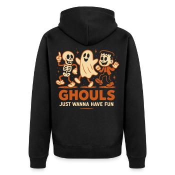 Ghule wollen einfach nur Spaß haben Halloween-Kostüm - Unisex Premium Bio Zip Hoodie - Schwarz - Hinten - Nico (187cm)