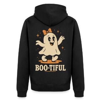 Boo-Tiful Ghost Halloween Party Fun - Unisex Premium Organic Zip Hoodie - black - Back - Nico (187cm)