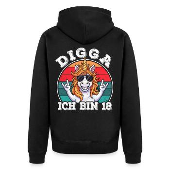 18. Geburtstag 18er 18ter Digga Ich bin 18 Jahre - Unisex Premium Bio Zip Hoodie - Schwarz - Hinten - Nico (187cm)