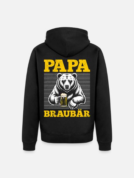 Dad-to-be PAPA BRAUBÄR Funny - Unisex Premium Organic Zip Hoodie - black