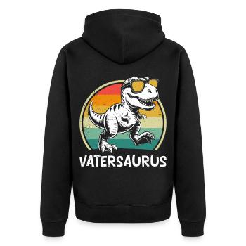 Bald Papa VATERSAURUS Retro Funny - Unisex Premium Organic Zip Hoodie - black - Back - Nico (187cm)