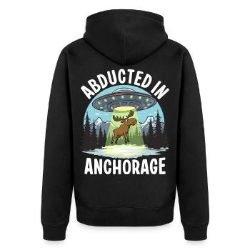 Kidnapped in Anchorage - Unisex Premium Organic Zip Hoodie - black - Back - Nico (187cm)