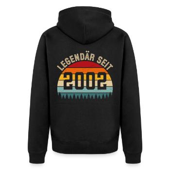Legendär seit 2002 – Jahrgang 2002 - Unisex Premium Bio Zip Hoodie - Schwarz - Hinten - Nico (187cm)