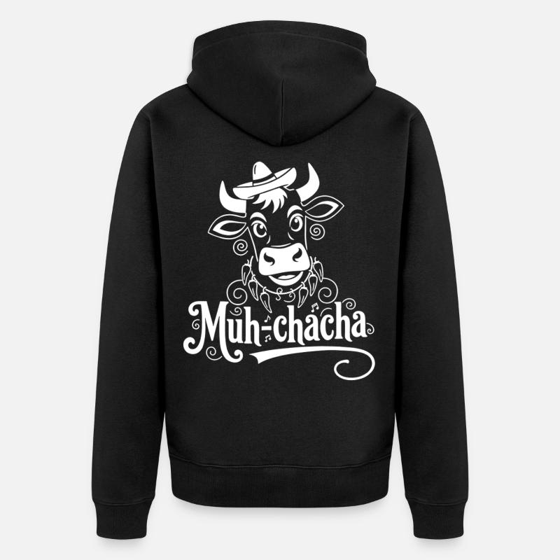 Vache Moo-ChaCha avec des fioritures - Veste à capuche bio Premium Unisexe - noir