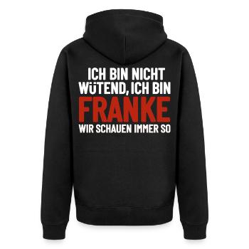 I'm not angry - I'm Franconian - Unisex Premium Organic Zip Hoodie - black - Back - Nico (187cm)