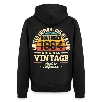 Novembre 1984 meilleur cadeau 1984 - novembre 1984 - Veste à capuche bio Premium Unisexe - noir - Dos - Nico (187cm)