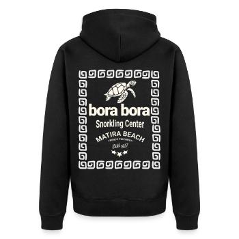 Bora Bora Logo Tauchzentrum - Unisex Premium Bio Zip Hoodie - Schwarz - Hinten - Nico (187cm)