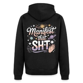 Cosmic Manifesto Glitter Power - Unisex Premium Organic Zip Hoodie - black - Back - Nico (187cm)