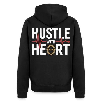 Hustle avec Heart Geardesign - Veste à capuche bio Premium Unisexe - noir - Dos - Nico (187cm)