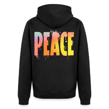 Peace - Unisex Premium Bio Zip Hoodie - Schwarz - Hinten - Nico (187cm)