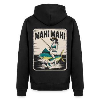Mahi Mahi Beach Angler Rétro - Veste à capuche bio Premium Unisexe - noir - Dos - Nico (187cm)