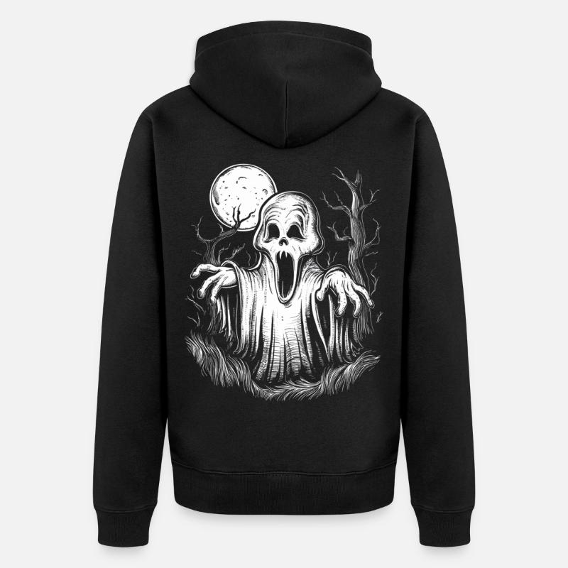 Fantôme d’Halloween effrayant - Monstre effrayant - Veste à capuche bio Premium Unisexe - noir