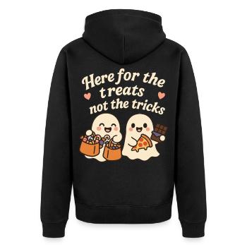 Ici pour les friandises, pas pour les tours Halloween - Veste à capuche bio Premium Unisexe - noir - Dos - Nico (187cm)