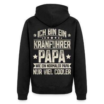 Kranführer Papa - Unisex Premium Bio Zip Hoodie - Schwarz - Hinten - Nico (187cm)