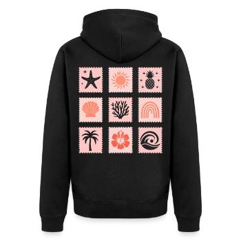 Nature Stamps Collage - Unisex Premium Organic Zip Hoodie - black - Back - Nico (187cm)