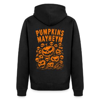 Kürbisse Chaos Halloween Silhouette - Unisex Premium Bio Zip Hoodie - Schwarz - Hinten - Nico (187cm)