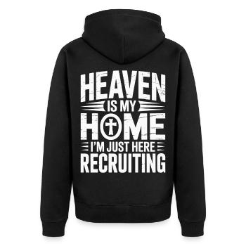 Himmel Ist Mein Zuhause Jesus Kreuz Christlich - Unisex Premium Bio Zip Hoodie - Schwarz - Hinten - Nico (187cm)