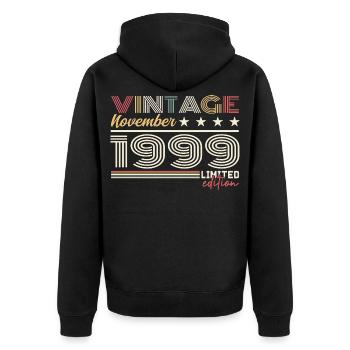 November 1999 - Unisex Premium Organic Zip Hoodie - black - Back - Nico (187cm)