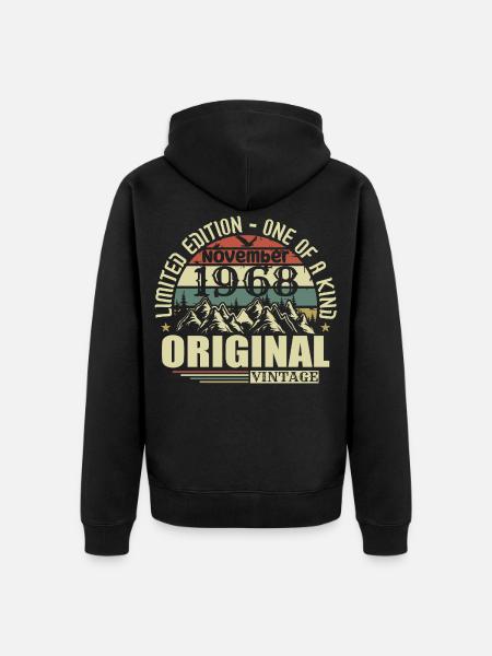 Birthday november 1968 - Unisex Premium Organic Zip Hoodie - black