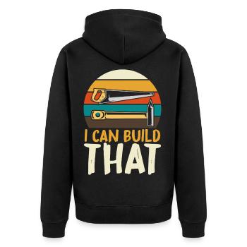 Ich kann das bauen DIY - Unisex Premium Bio Zip Hoodie - Schwarz - Hinten - Nico (187cm)