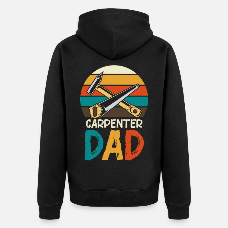 Carpenter Father Retro Tools - Unisex Premium Organic Zip Hoodie - black