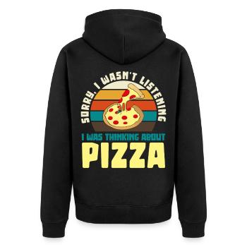 Pizza Dreamer Motif Rétro - Veste à capuche bio Premium Unisexe - noir - Dos - Nico (187cm)