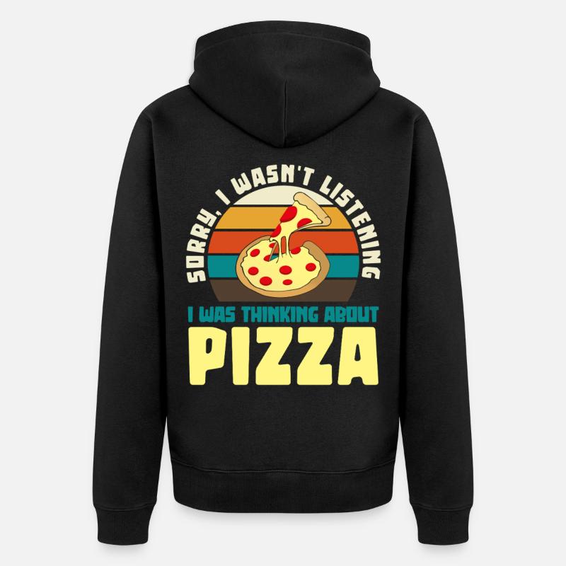 Pizza Träumer Retro Motiv - Unisex Premium Bio Zip Hoodie - Schwarz