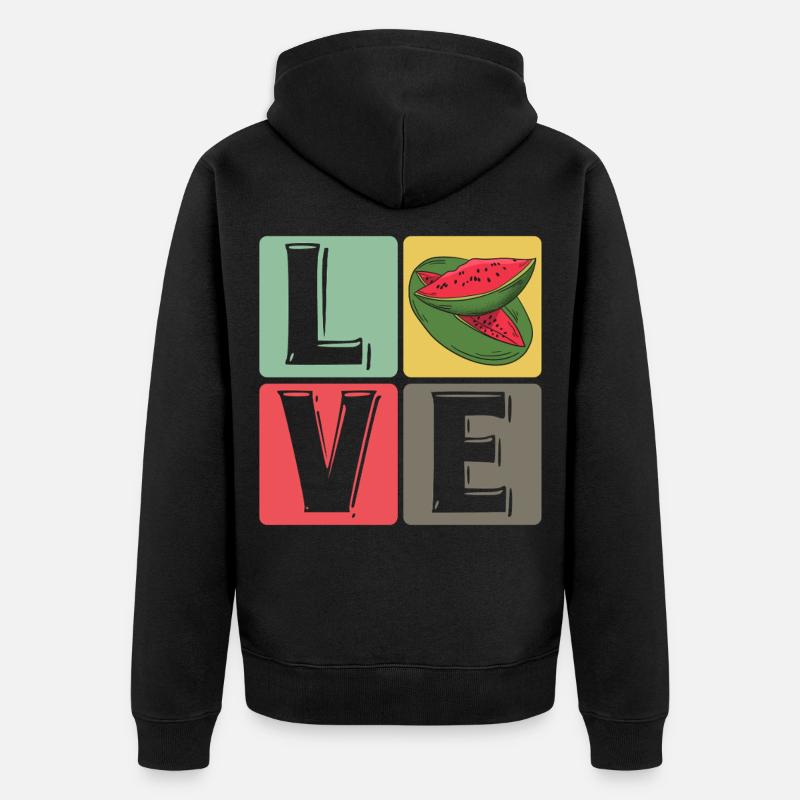 Blocs de pastèque Love Pop Art - Veste à capuche bio Premium Unisexe - noir