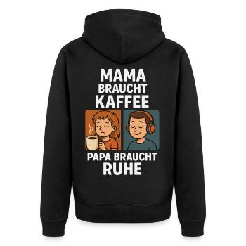 Maman a besoin de café, papa a besoin de repos - Veste à capuche bio Premium Unisexe - noir - Dos - Nico (187cm)