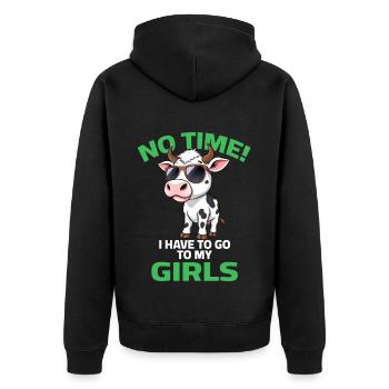 Cow Farmer Sayings Farm Agriculture Cattle - Unisex Premium Organic Zip Hoodie - black - Back - Nico (187cm)