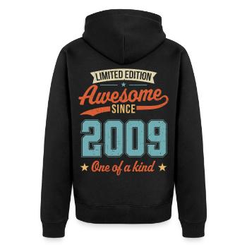 Awesome Since 2009 - Unisex Premium Organic Zip Hoodie - black - Back - Nico (187cm)