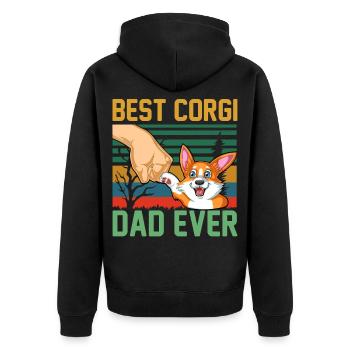 Best Corgi Dad Ever – Funny Corgi Owner Gift - Unisex Premium Organic Zip Hoodie - black - Back - Nico (187cm)