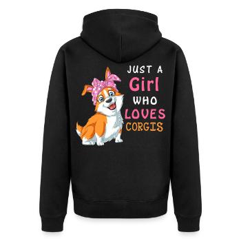 Juste une fille qui adore la chemise corgis - Veste à capuche bio Premium Unisexe - noir - Dos - Nico (187cm)