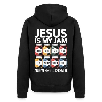 Jésus est mon truc avec la grâce, l’espérance, la foi, - Veste à capuche bio Premium Unisexe - noir - Dos - Nico (187cm)