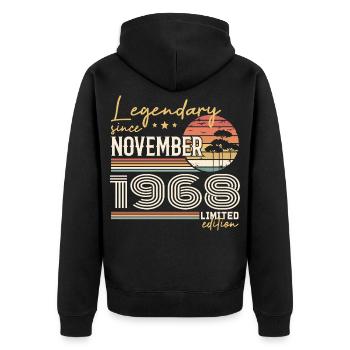 November 1968 - Unisex Premium Organic Zip Hoodie - black - Back - Nico (187cm)