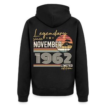Novembre 1962 - Veste à capuche bio Premium Unisexe - noir - Dos - Nico (187cm)